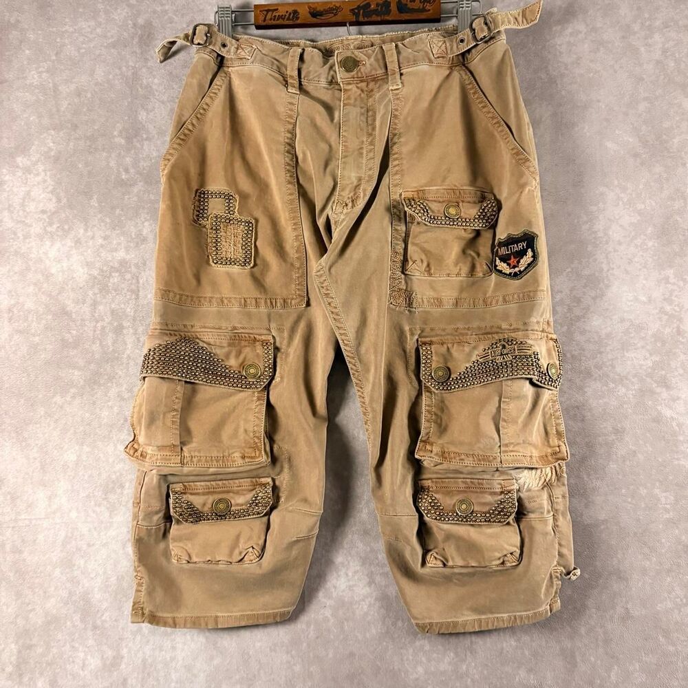 early 2000s robin’s jeans military us army brown capris
